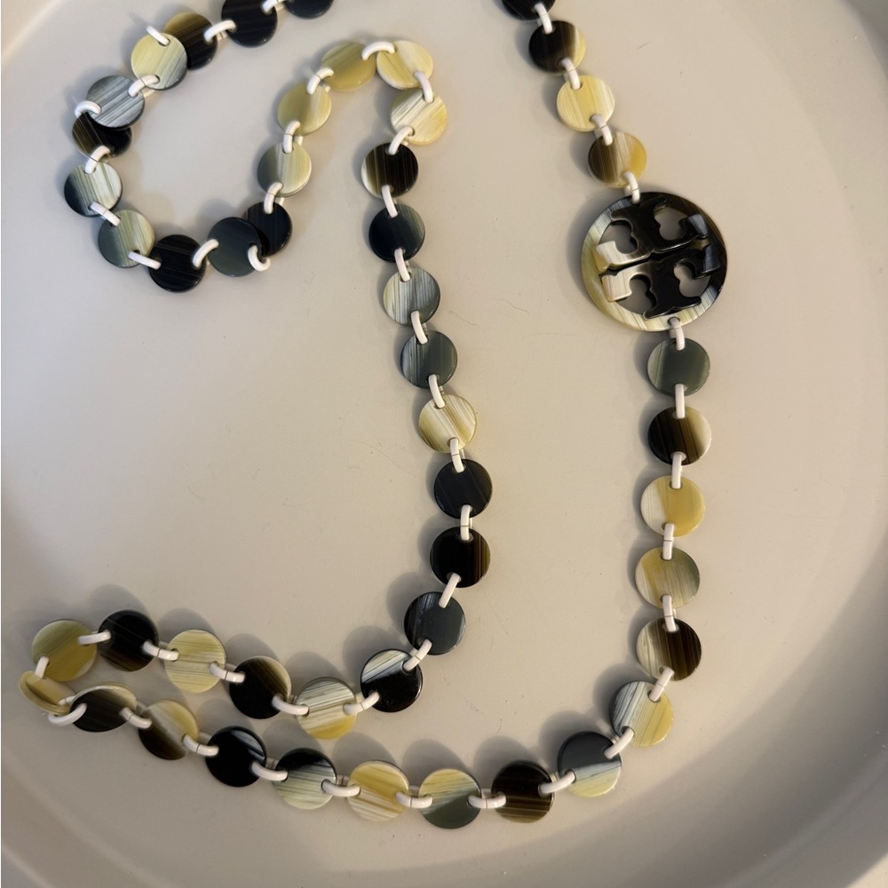 Tory Burch Multi Color Necklace with Logo medallion.  Perfect for spring.
